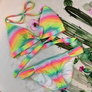 Victoria’s Secret Push Up Rainbow Stripe Bikini M